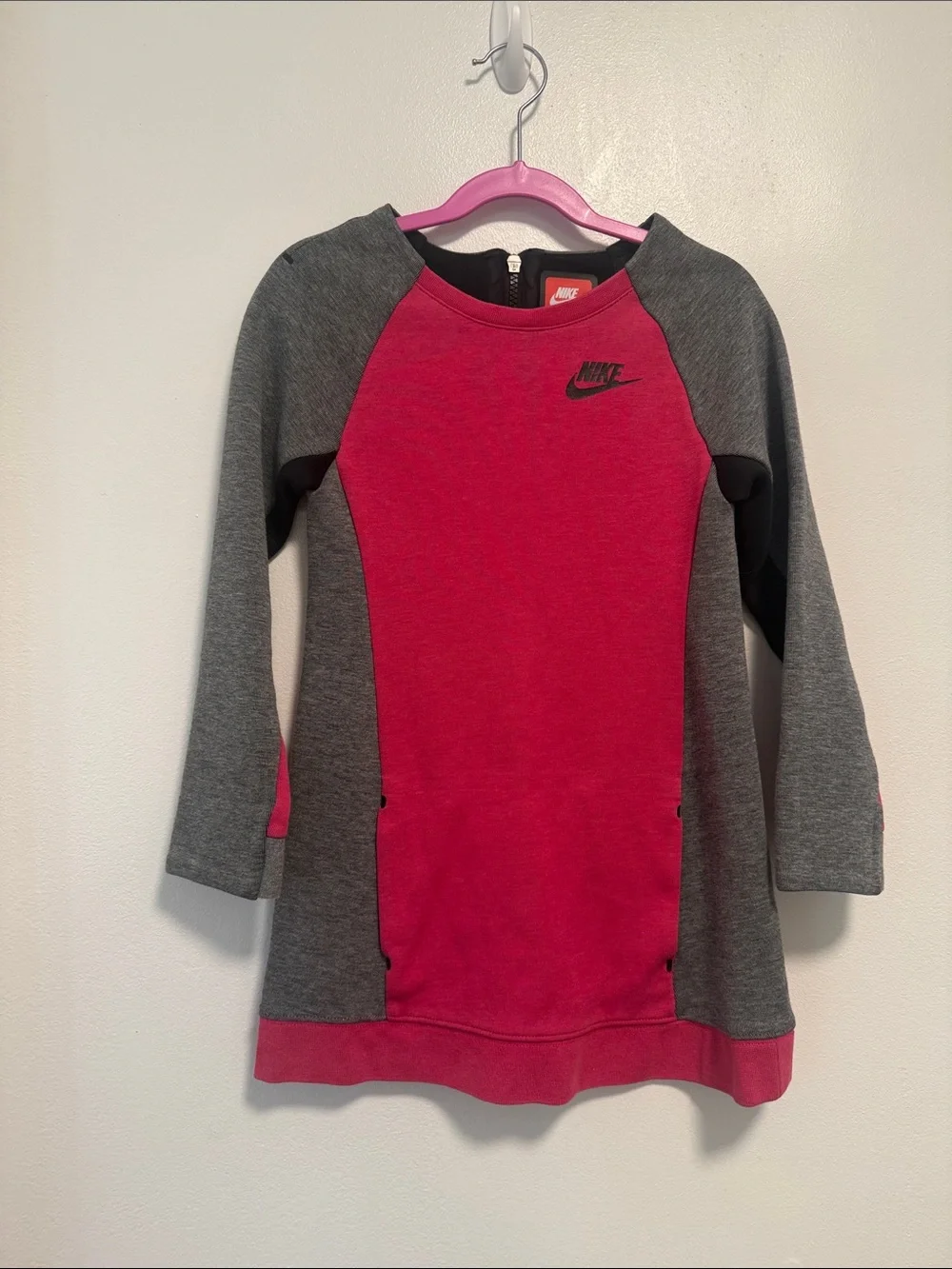 Nike Girls Pink & Gray Athletic Pullover Dress NWOT